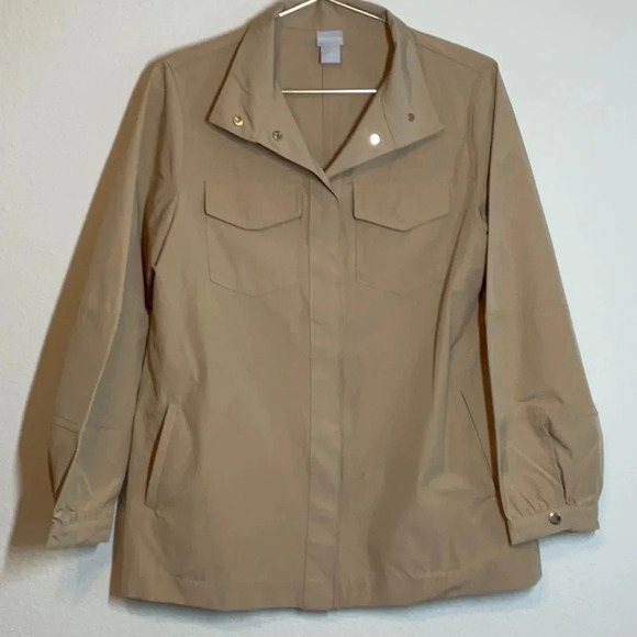 Chico's Jackets & Blazers - Chico’s Tan Snap Button Down Jacket Size: 8-10 (Chico’s Size 1)